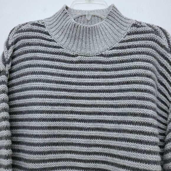 Haven Well Within Mock Turtleneck Ottoman Stitch Wool Blend Pullover Sweater L - Picture 3 of 12